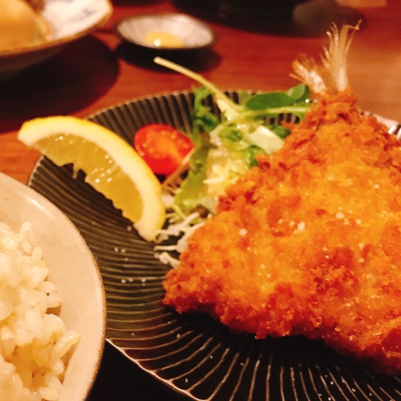 アジフライ定食(橋の湯食堂)