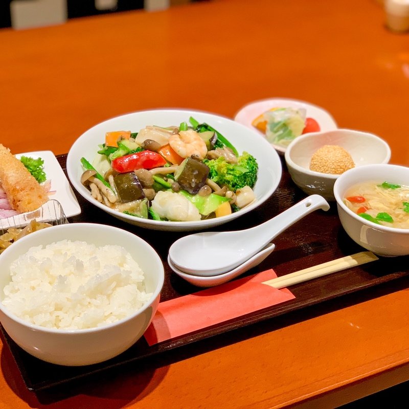 海の幸とお野菜の豆腐みそ炒め(china kitchen ゆの葉)