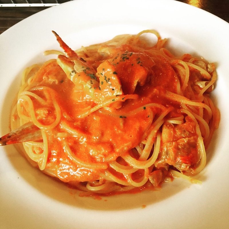 ワタリガニのトマトクリームスパゲッティー(アリエッタ)