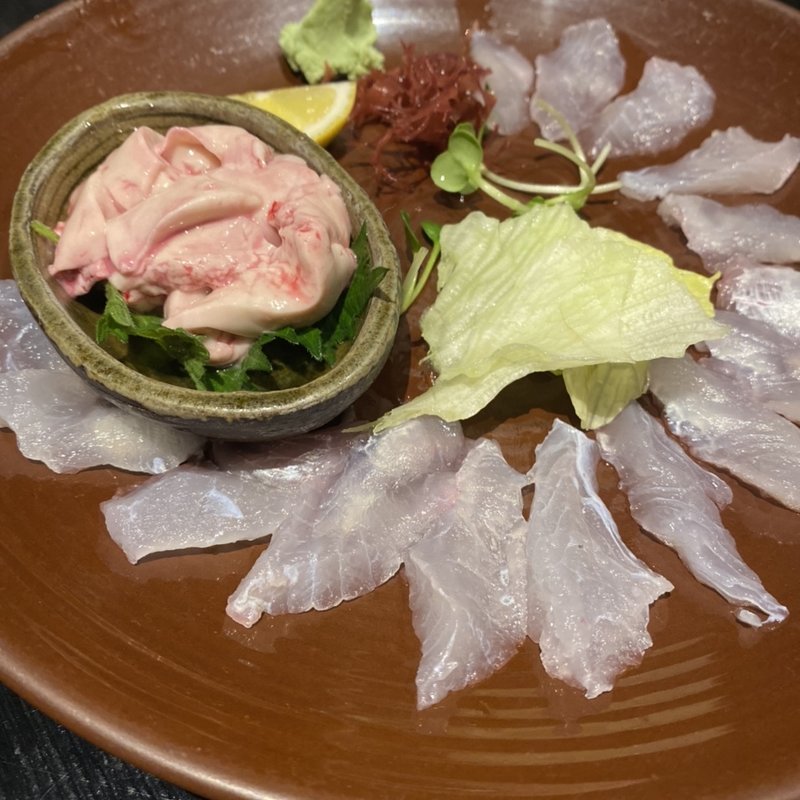 カワハギの活き造り(鳥の巣 )