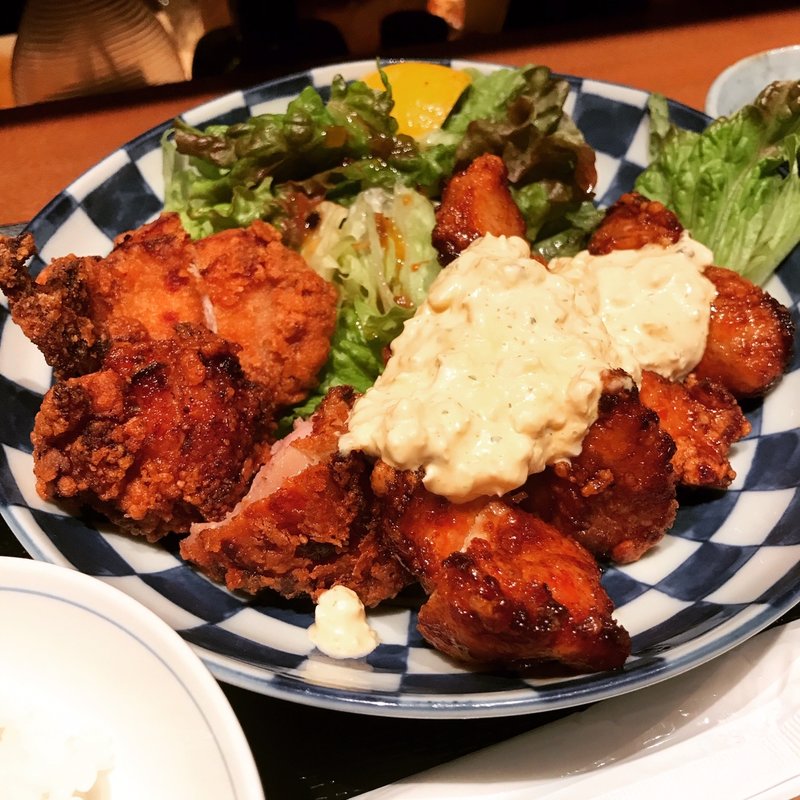 揚げ鶏定食(から揚げとチキン南蛮)(博多揚げ鶏と水炊きの森川)