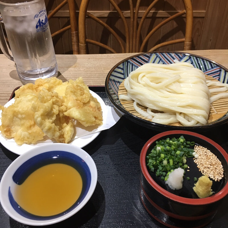鶏天ざるうどん(麺むすび )