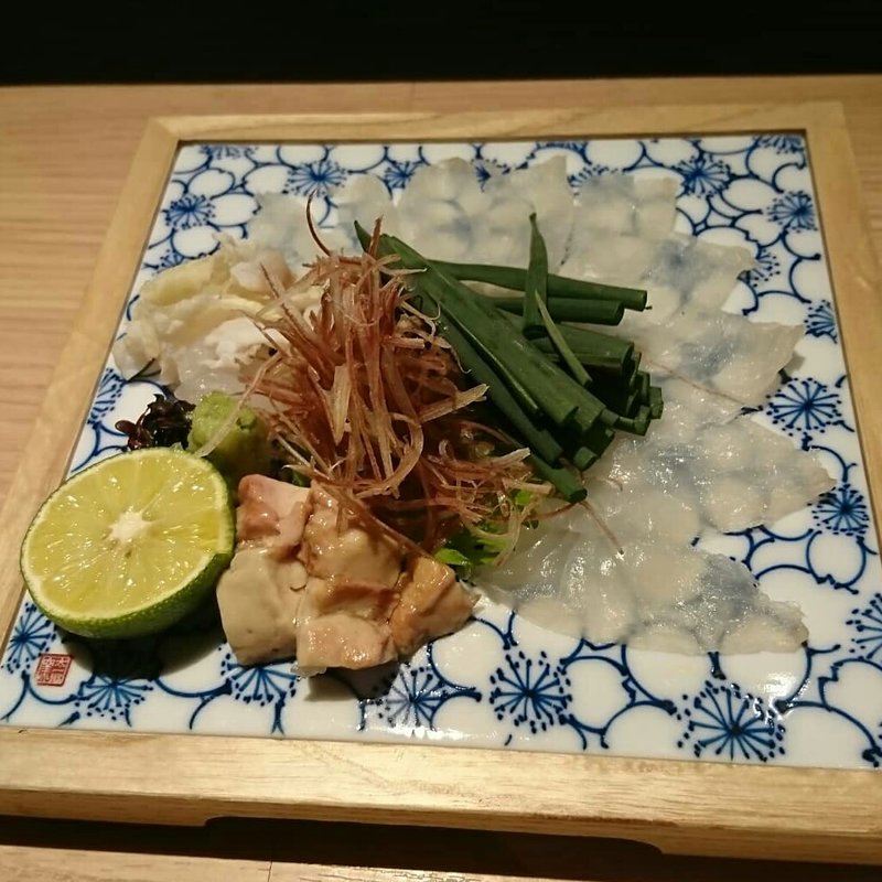 カワハギ刺身(西麻布 和食 おぎ)