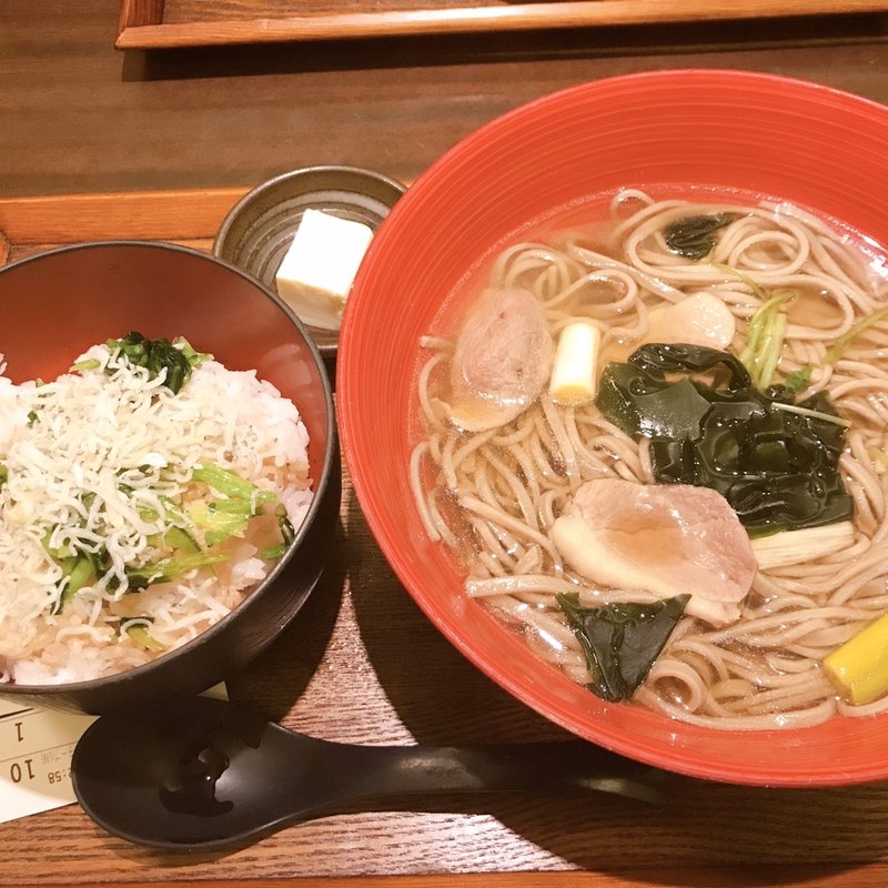 鴨ネギそばとしらす混ぜご飯の御膳(旬魚旬菜 遊遊)