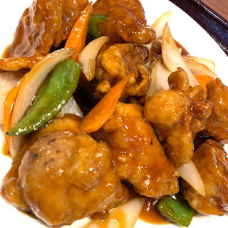鶏肉の黒酢炒め(朝霞刀削麺)