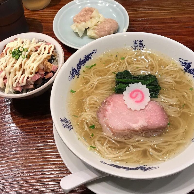 山椒そば 肉ワンタン マヨチャーシューご飯(中華蕎麦 にし乃)