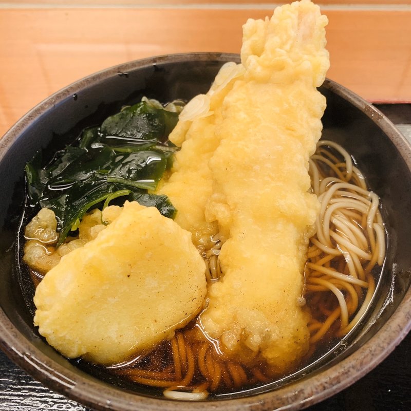 とり天揚げ餅そば(ゆで太郎 新橋赤レンガ通り店)