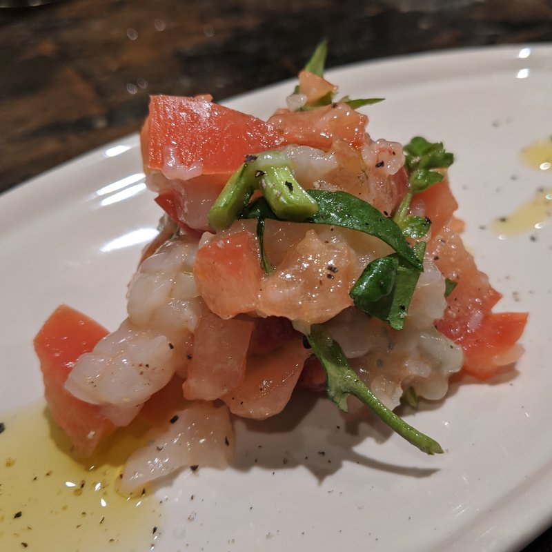 甘海老と熊本産塩トマトのタルタル(魚の田が肉)