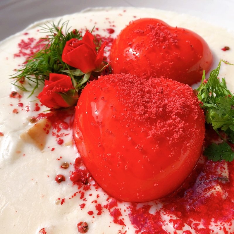 One day OUDON フロマージュ 赤いハートのおうどん(麺匠の心つくし つるとんたん 宗右衛門町店)