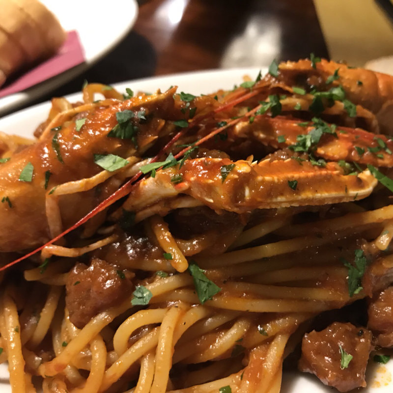 スカンピエビのピリ辛リングイネ(Trattoria Ca’D’ro “Alla Vedova”)