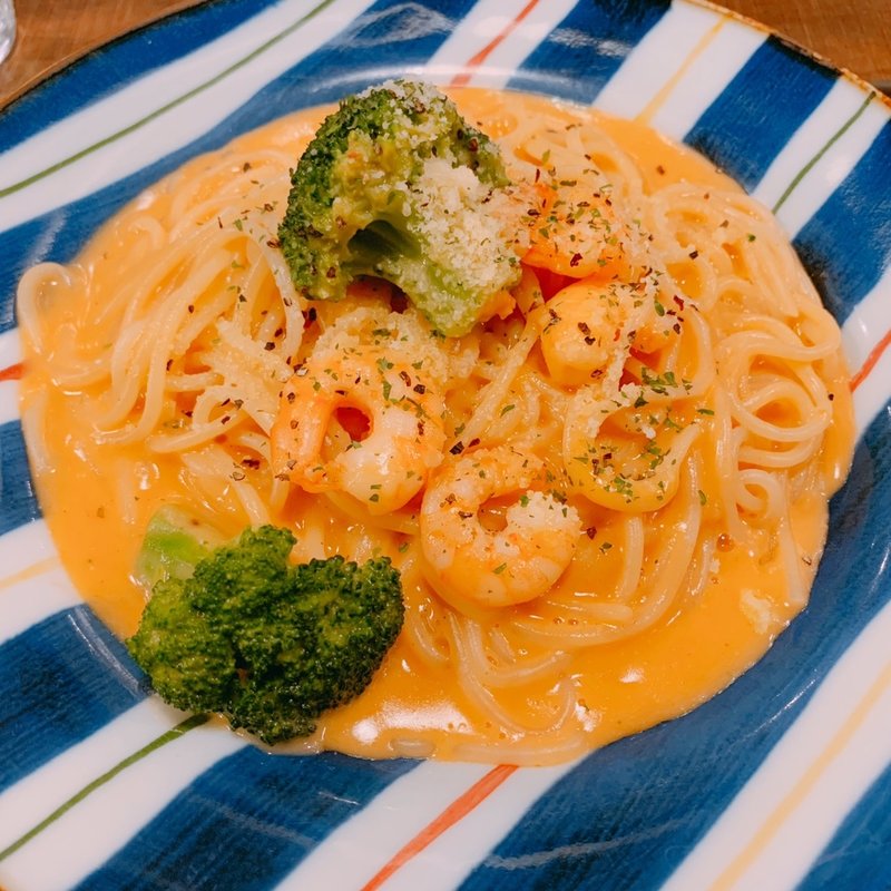 海老とブロッコリーのロブスタークリームパスタ(サンマルクカフェ 目白駅前店)