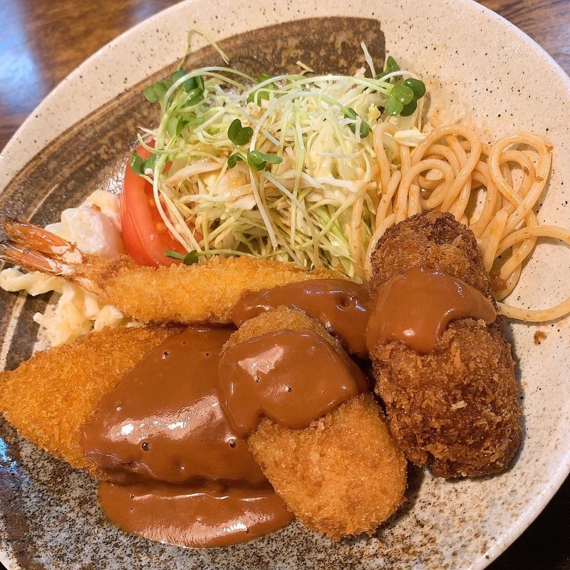 ミックスフライ定食(信濃庵)