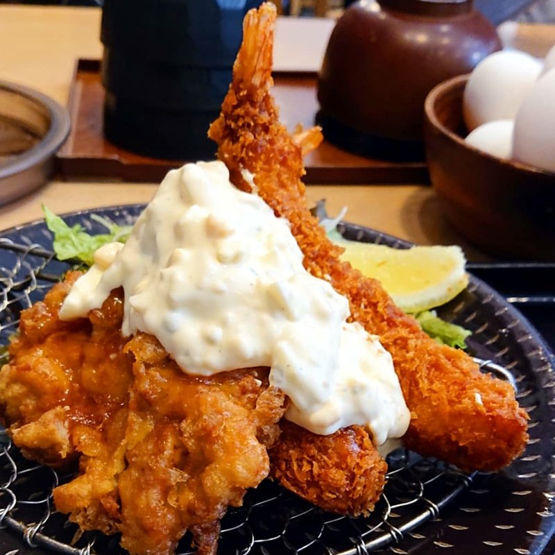 チキン南蛮&海老フライ定食(日の出食堂)