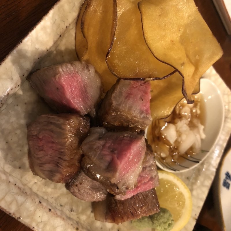 富良野牛のステーキ(さっぽろ酒呑 純情)