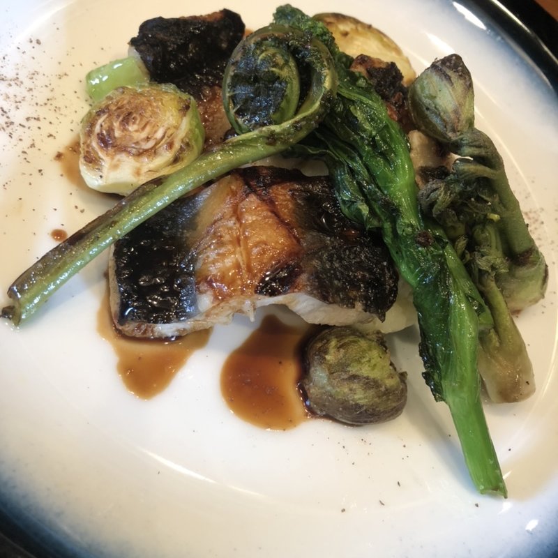 鰻と山菜のソテー(ワインダイニング 「街角グラス」 町田)