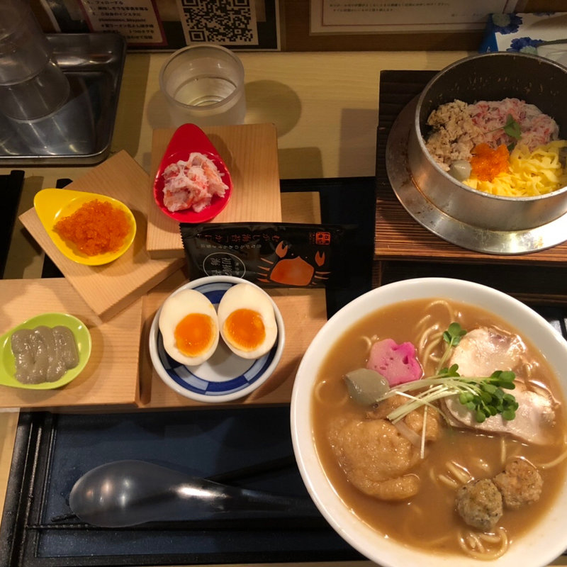 香住の蟹白湯ラーメン フルセット(蟹ラーメン専門店 香住 北よし)