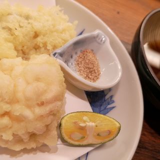 白子と牡蠣の天ぷら(蕎麦前ながえ、)
