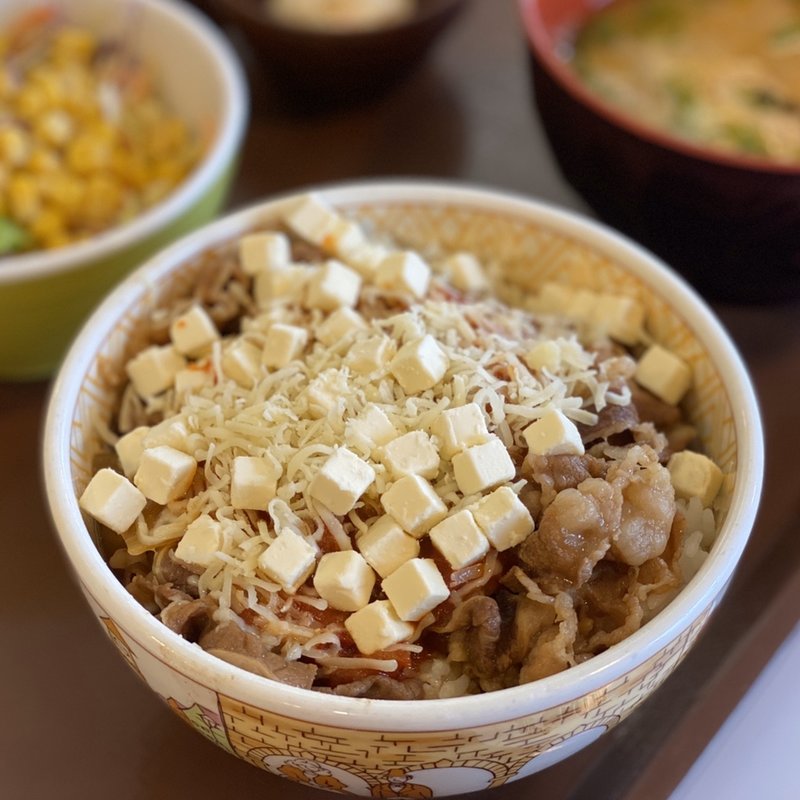 クリームチーズアラビアータ牛丼(すき家 18号長野北尾張部店 )