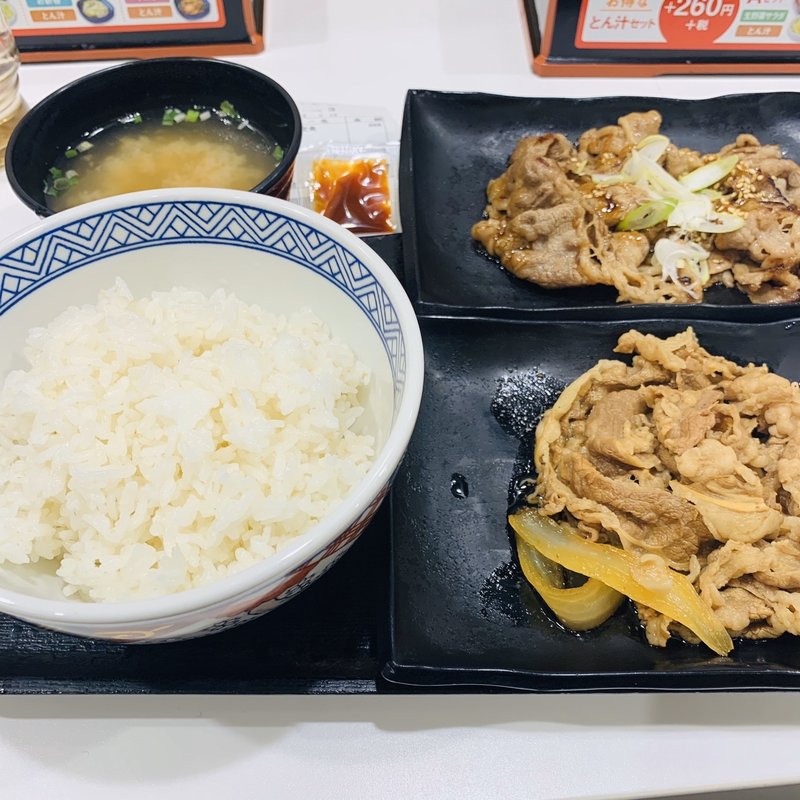牛皿しょうが焼きW定食(吉野家 根津店 )