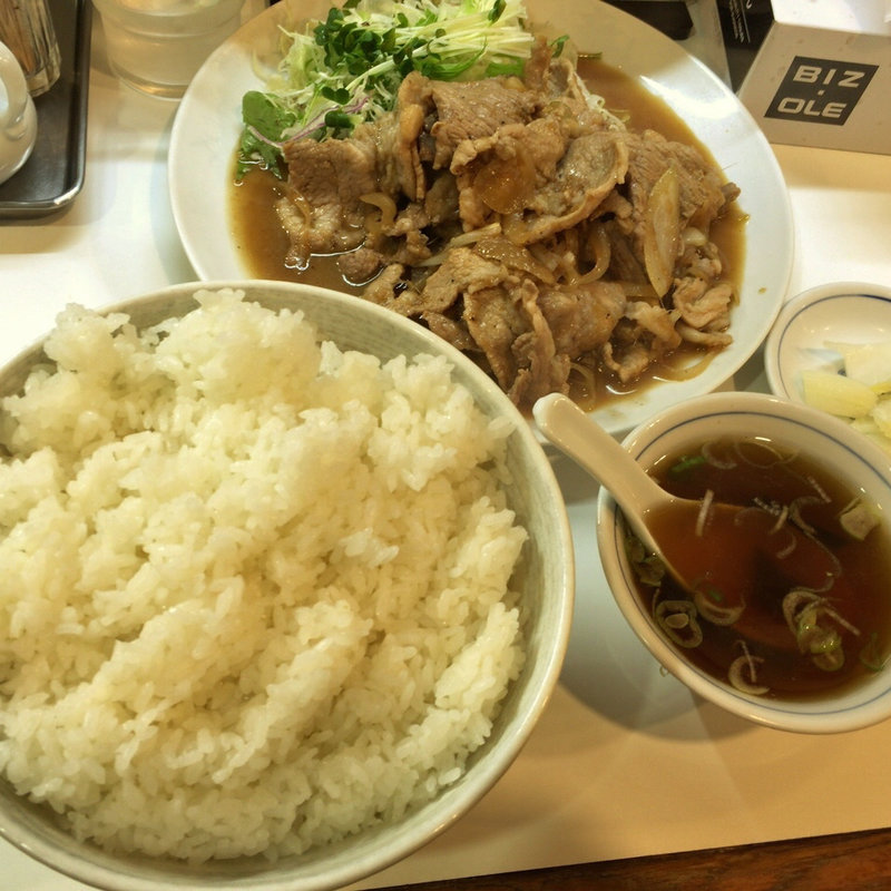 豚肉の生姜焼きとライス(らーめんはうす)