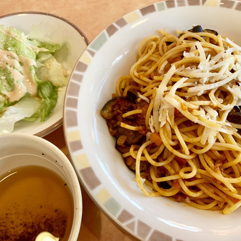 ナスのミートソーススパゲティ(サイゼリヤ 上野広小路店)