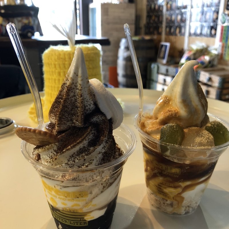 黒蜜きなこわらびもち・コーヒーゼリーソフト(りっとる)