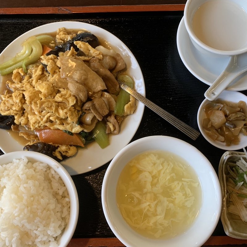 キクラゲと玉子炒め定食(吉好亭)