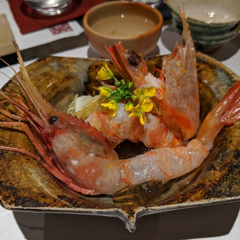 ボタン海老、車海老食べ比べ(松陰鶴水)