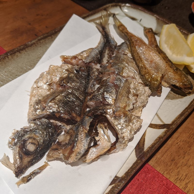 鯵、ハタハタ一汐揚げ(モダン割烹　銀平)