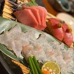 クエ薄造りと本まぐろ造り盛り合わせ(咲くら 新宿東口店 （さくら）)