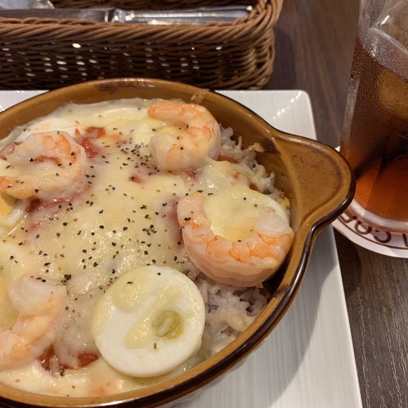 エビドリア、ハーフサイズクリームパンケーキセット(高倉町珈琲 勝田台店)