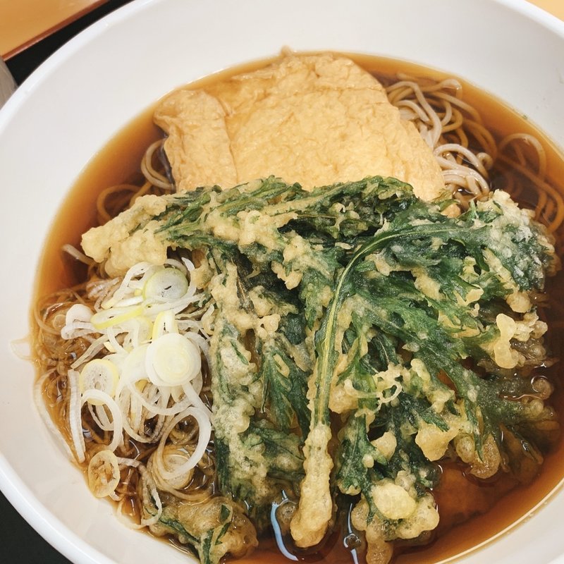 きつねそば、春菊天(梅もと ヤエチカ店)