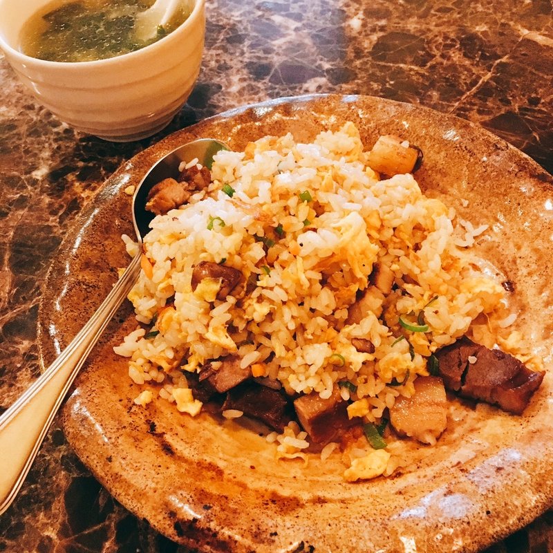 角煮炒飯、スープ(永芳園)