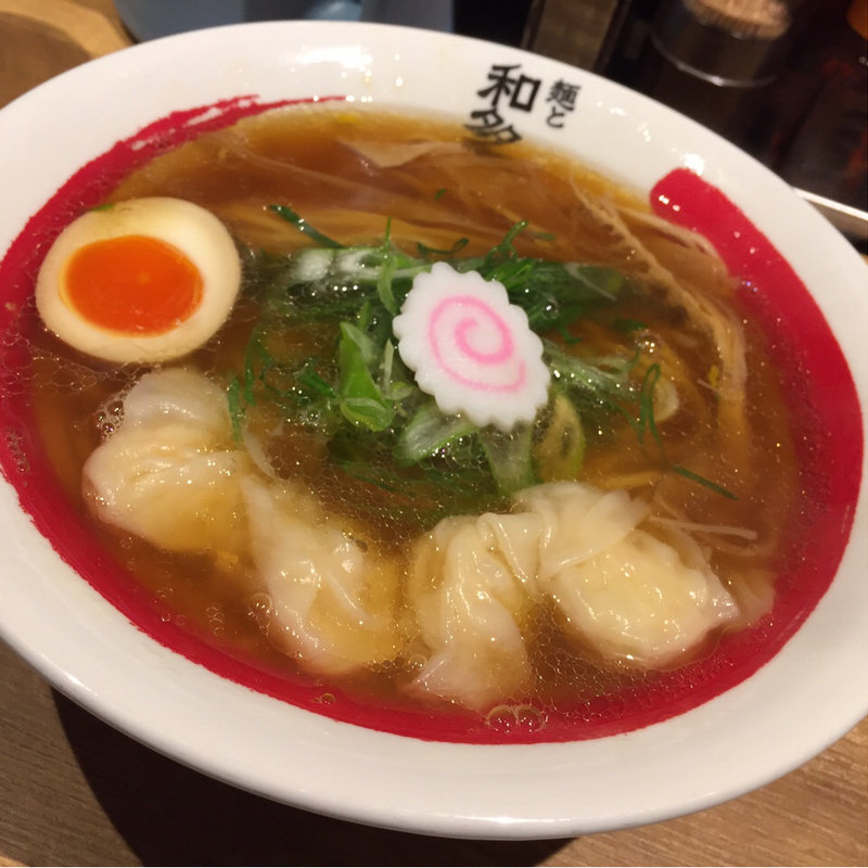 海老醤油ワンタン麺(麺と和多志)