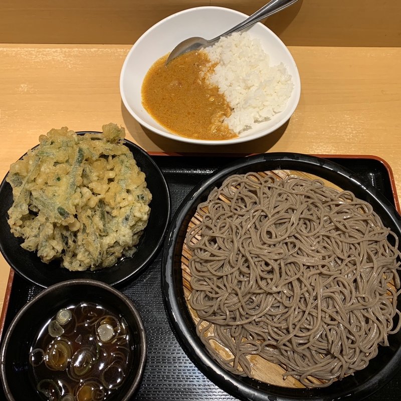 ニラ天せいろ&半よもだカレー(よもだそば 日本橋店)