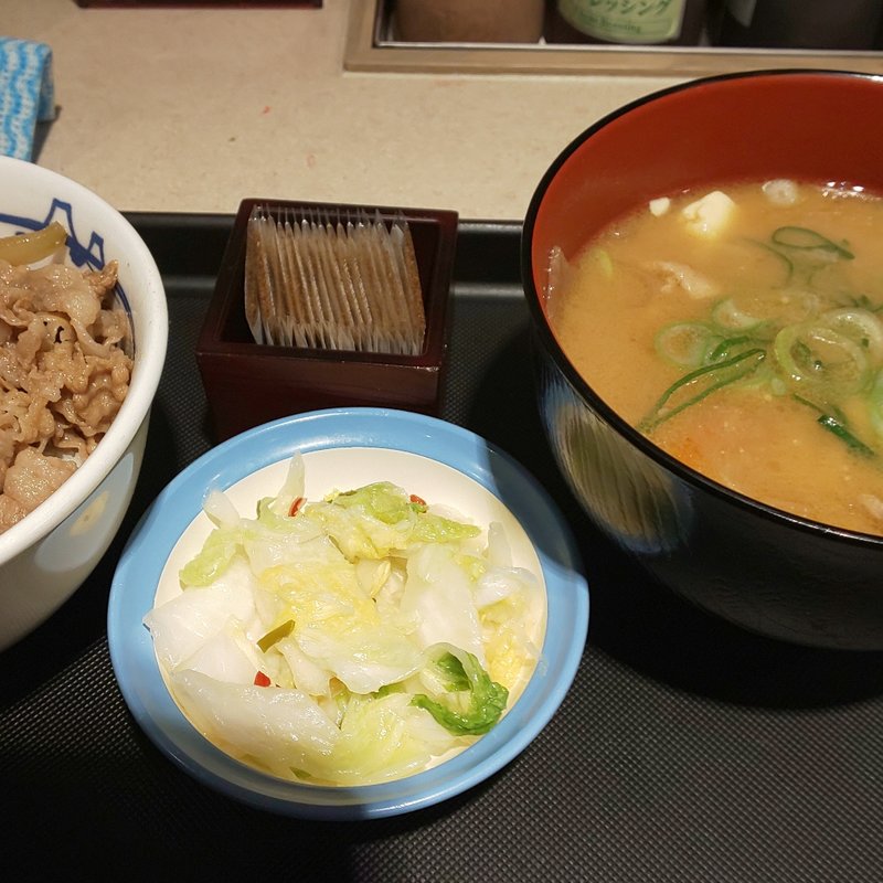 朝特豚汁おしんこセット牛丼ミニ(松屋 八重洲店 )