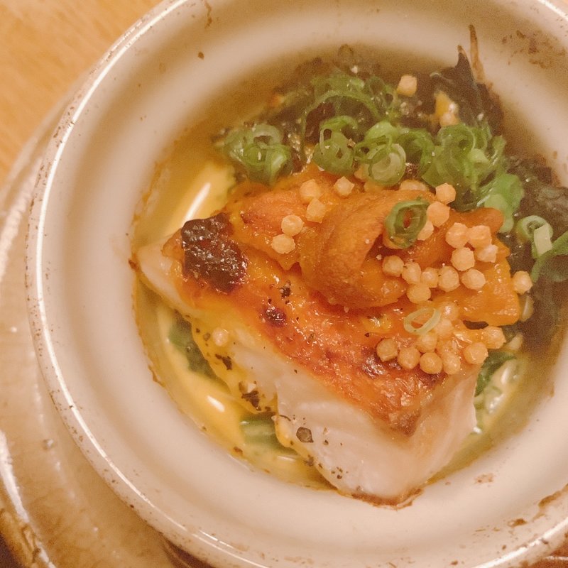 菜の花と金目鯛のうにソース焼き(松 下北沢)