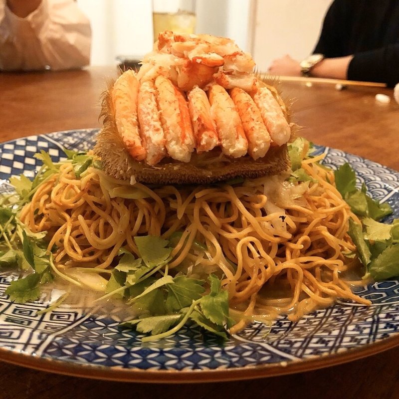 焼きそばと蟹(中國菜 月泉)