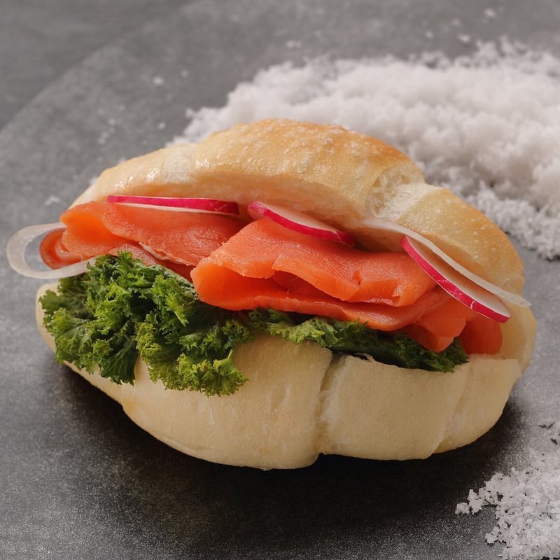 淡路島産自凝雫塩パンのスモークサーモンサンドウィッチ(ル・パン神戸北野 伊丹空港店)