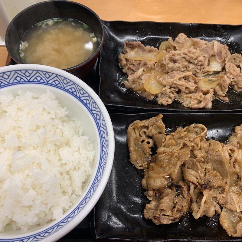 牛皿・牛生姜焼き定食(吉野家 国立駅前南口店 )