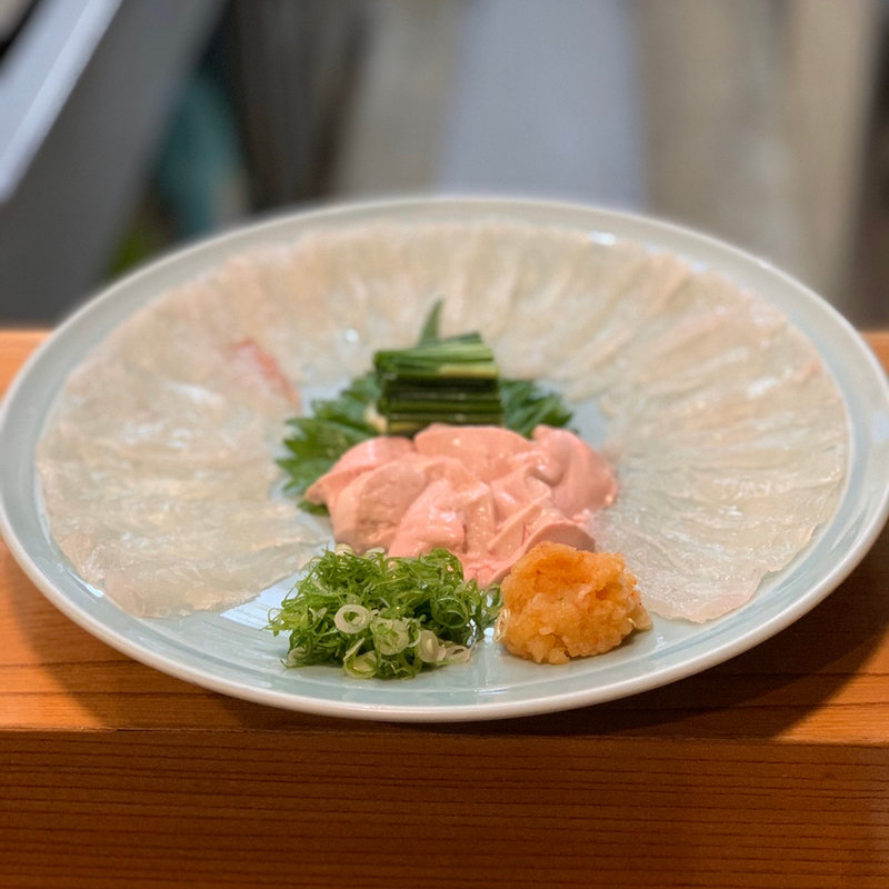 かわはぎの薄造り(肝付)(とみ助 )