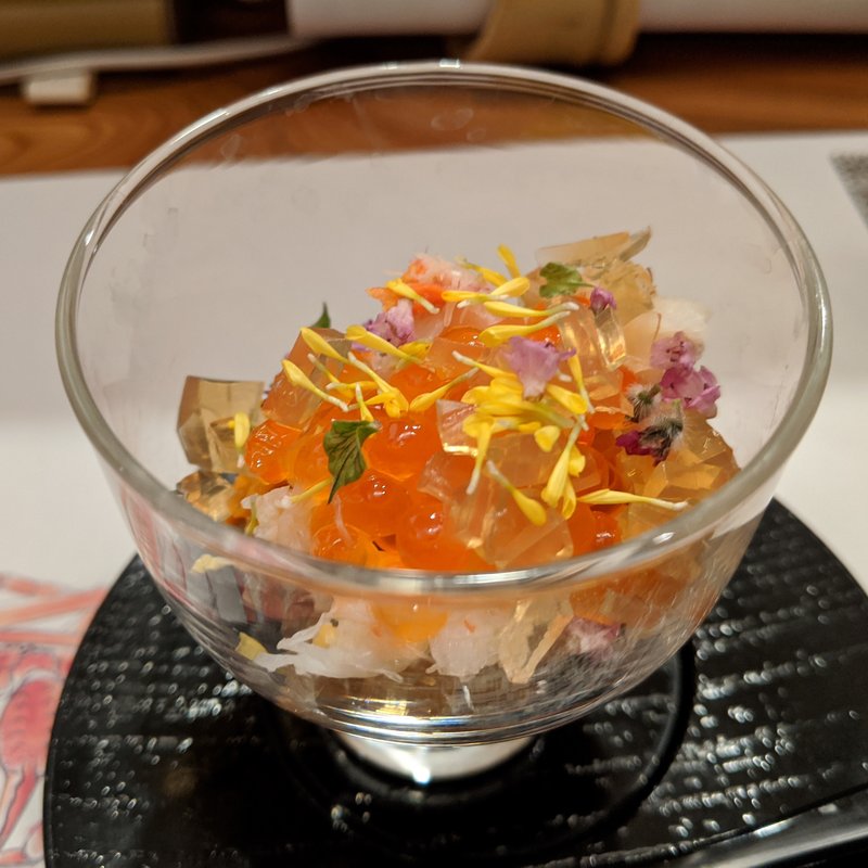 生海老漬け、雲丹、いくら、ずわいがに(夜鮨)