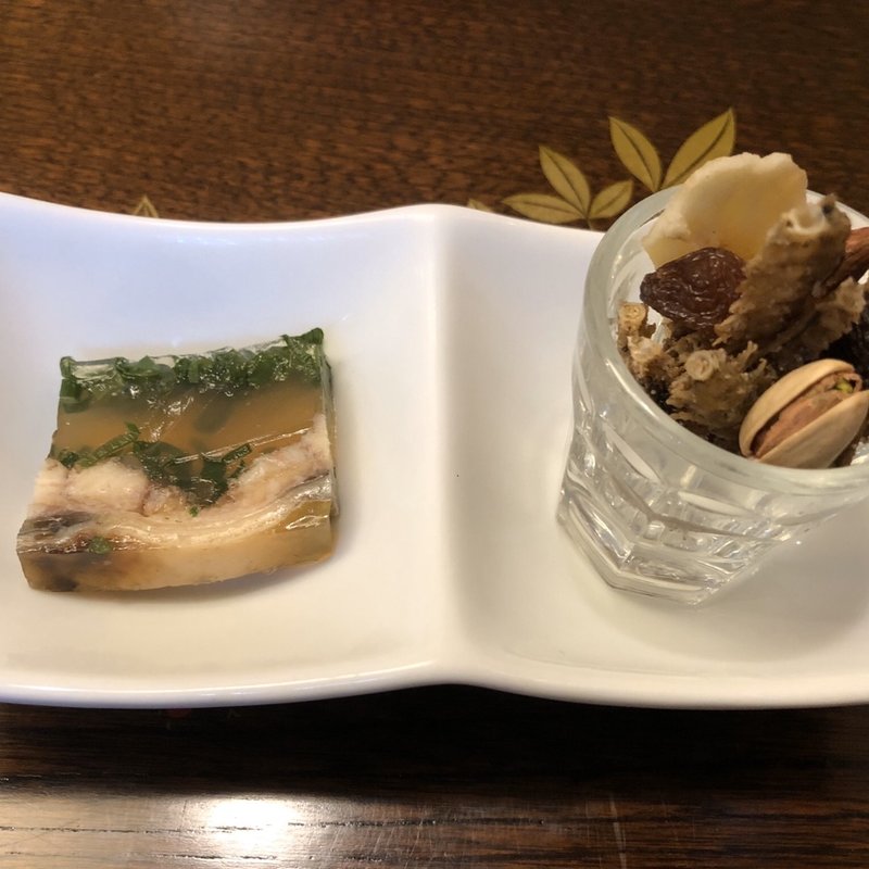 鰻の煮凝り、骨煎餅(うなぎ屋酒坊・画荘 越後屋)