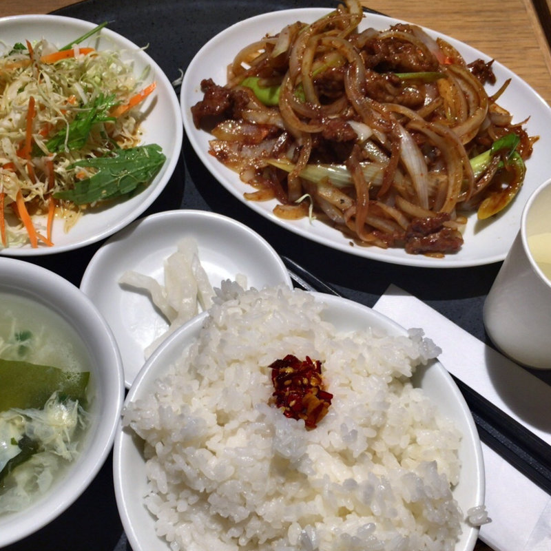 羊肉クミン炒め定食(羊福)