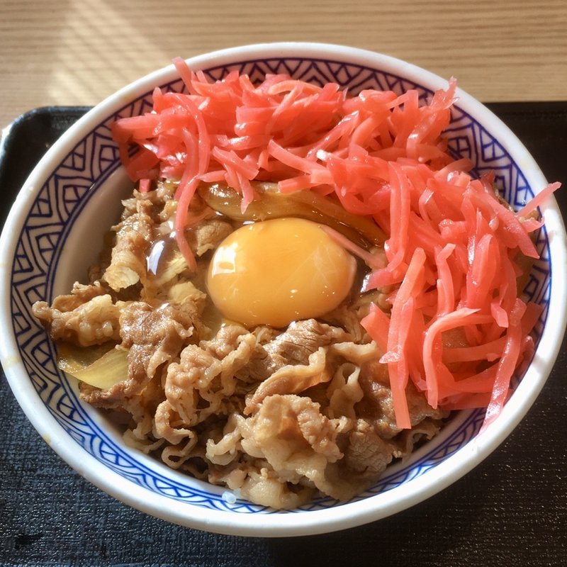 牛丼あたまの大盛り＋玉子(吉野家 札幌狸小路店)