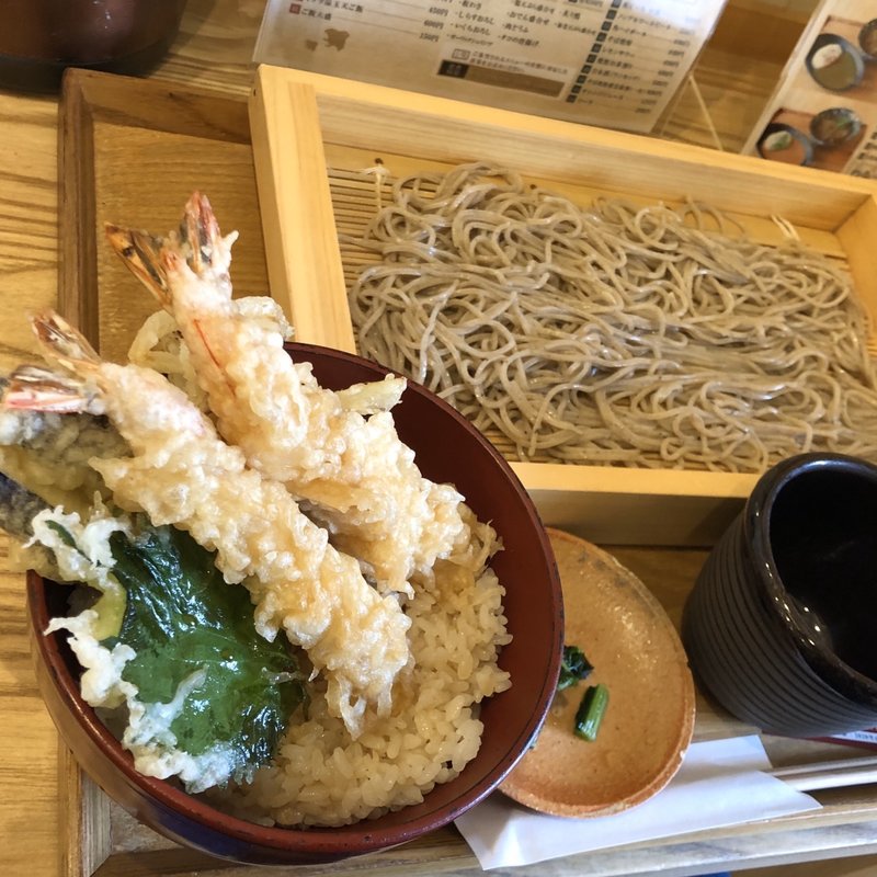 天然海老天丼定食(浅草橋 百そば)