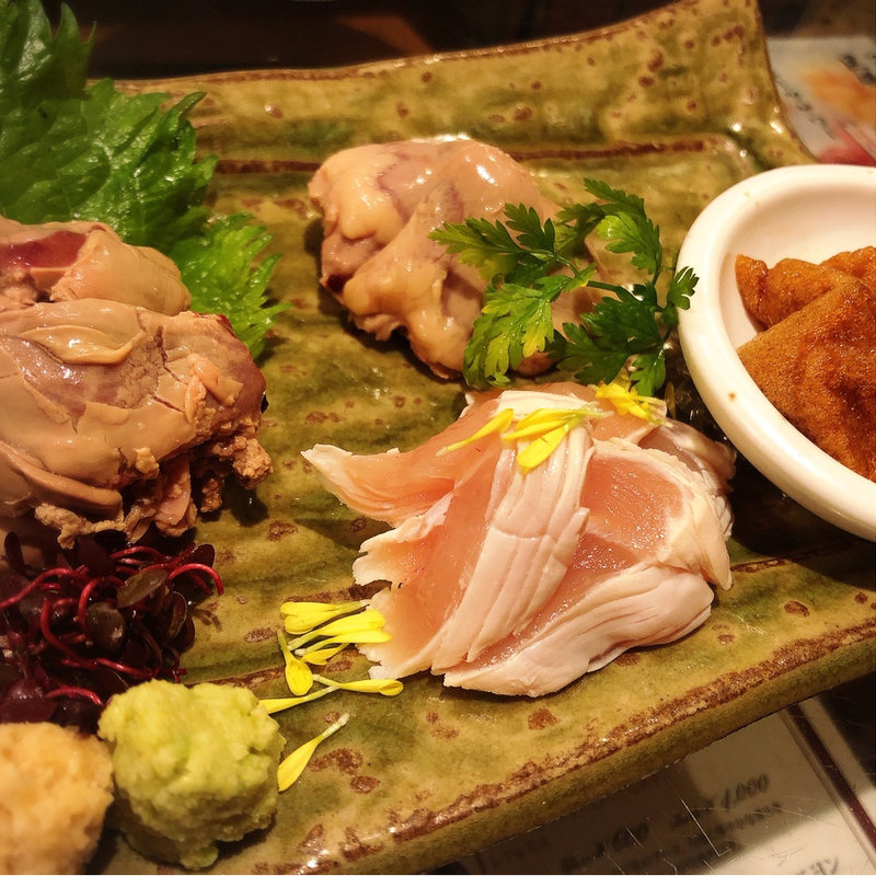 鶏造り三種盛り(WA鶏BAR本店)