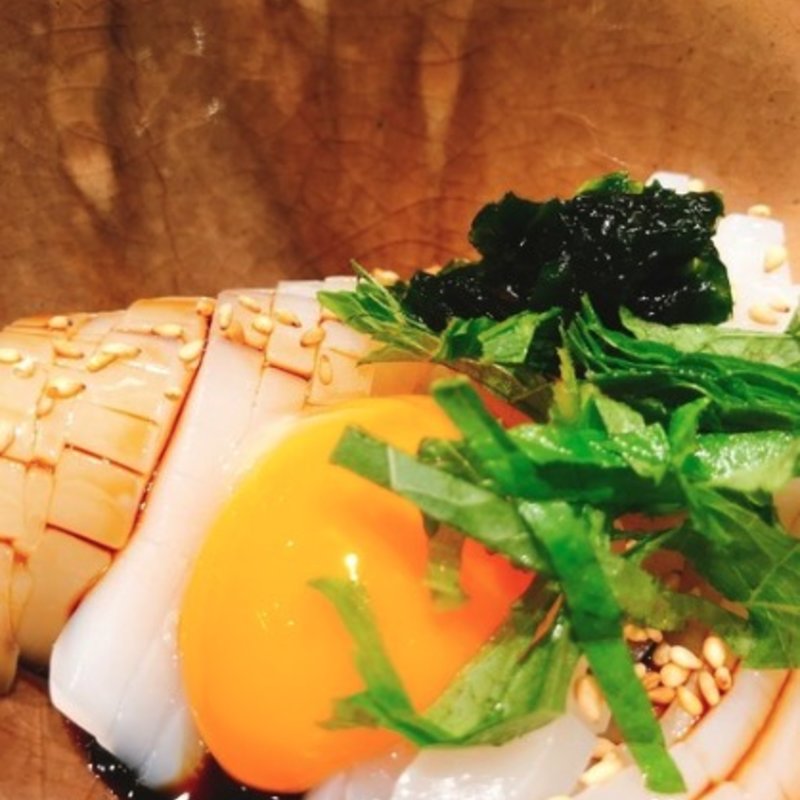 アオリイカ生海苔 黄身醤油(大福池袋)