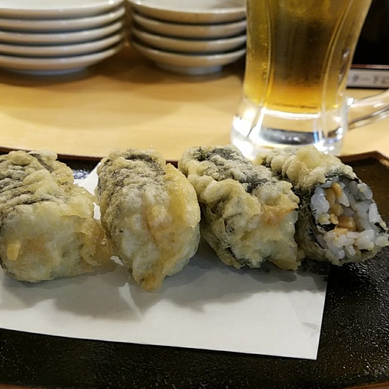 納豆巻きの天ぷら(や台ずし 藤沢本町)