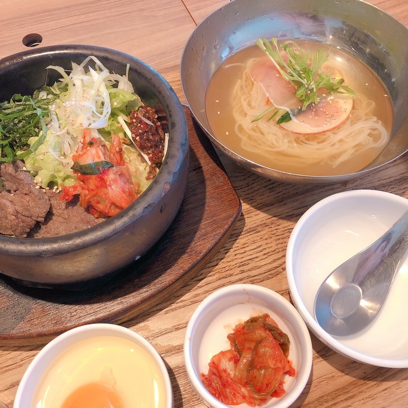 牛カルビ焼肉石焼ビビンバセット(カフェ シジャン 明石駅ピオレ２Ｆ店)